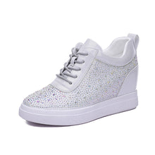 Load image into Gallery viewer, ACE SHOCK Women&#39;s Wedge Loafers with Hidden Heel Leather Rhinestone Fashion Sneakers