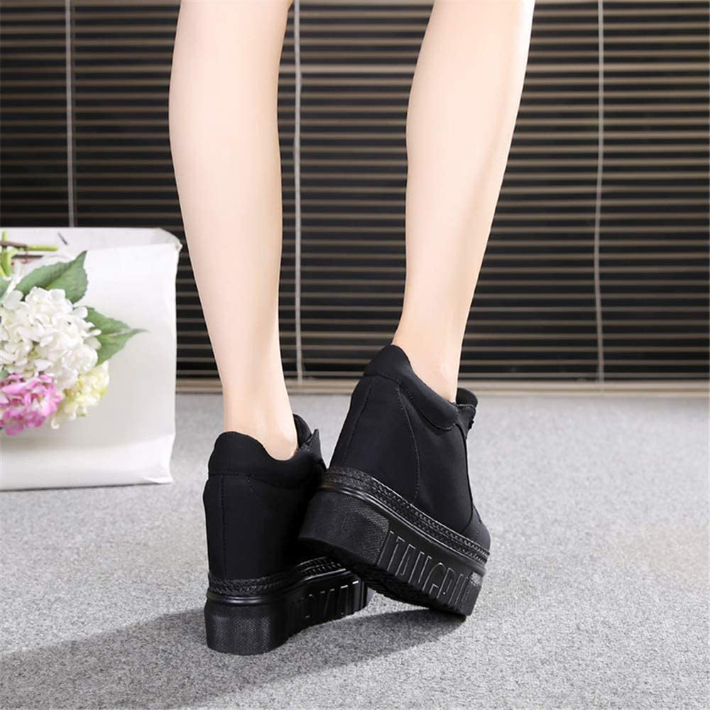 ACE SHOCK Women's Fashion Platform Sneakers High Hidden Heel Wedge Walking Shoes Bride Wedding Shoes Flower