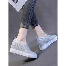 Load image into Gallery viewer, ACE SHOCK Women&#39;s Wedge Loafers with Hidden Heel Leather Rhinestone Fashion Sneakers