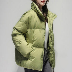 Women's Relaxed Puffer Jacket 90% White Goose Down Coat