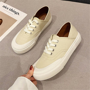 Ace Shock Women's Fashion Sneakers Lace -up Flat Canvas Walking Shoes