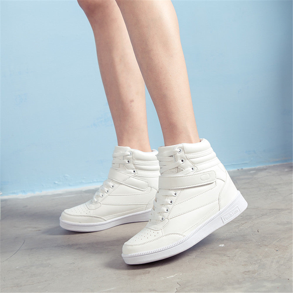 ACE SHOCK Hidden Heeled Sneakers for Women Fashion High Top Wedge Walking Shoes