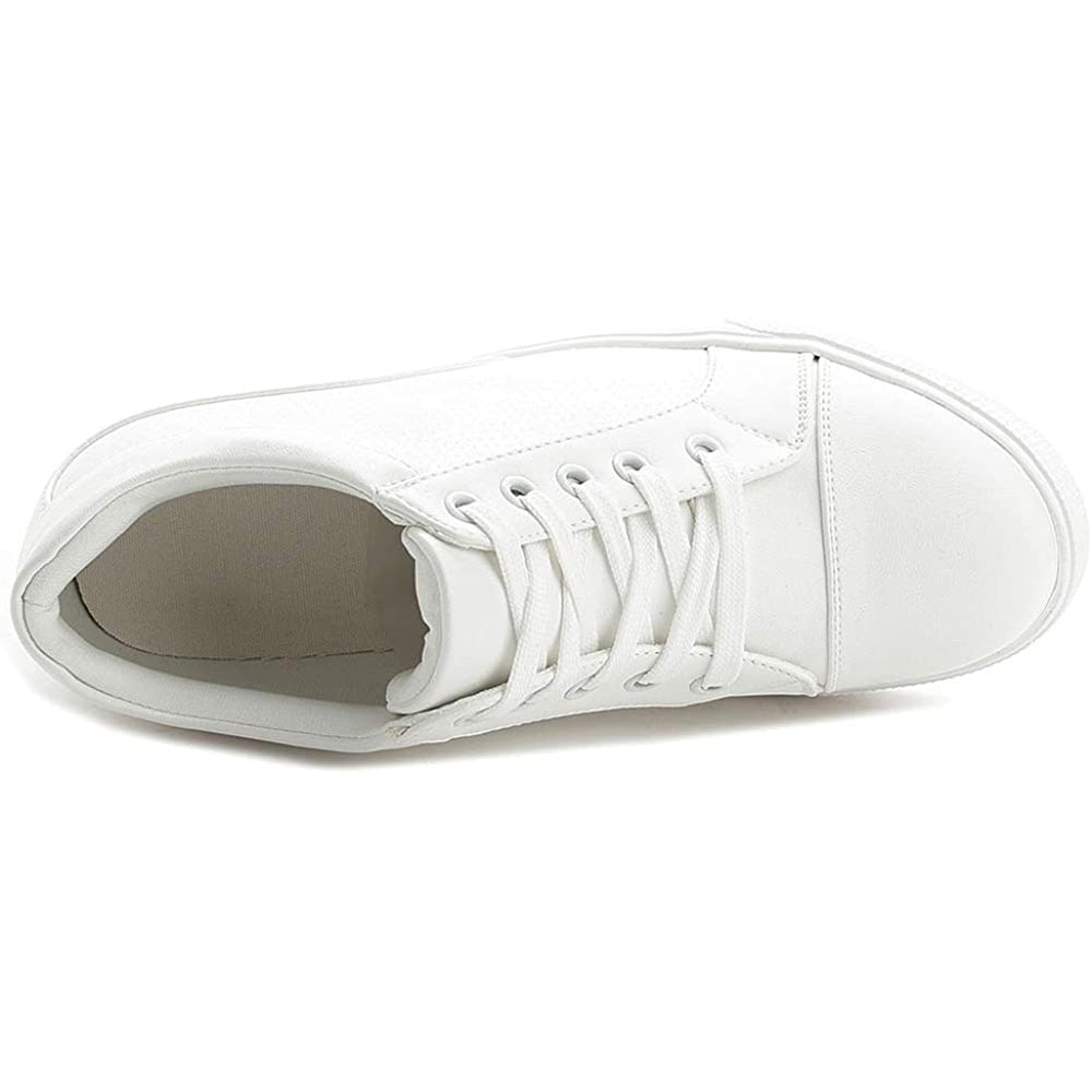 ACE SHOCK Women's Platform Sneakers with Hidden Heel Fashion Lace-up Wedge Bride Wedding Shoes