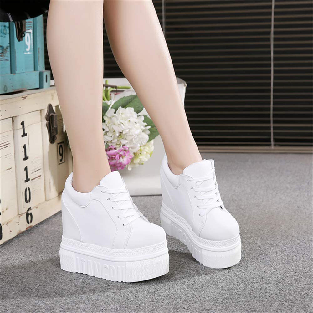 ACE SHOCK Women's Fashion Platform Sneakers High Hidden Heel Wedge Walking Shoes Bride Wedding Shoes Flower