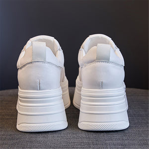 ACE SHOCK Women's Platform Sneakers with Hidden Heel Fashion Leather Wedge Walking Shoes