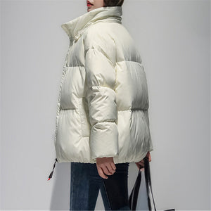Women's Relaxed Puffer Jacket 90% White Goose Down Coat