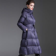 Load image into Gallery viewer, Women&#39;s Oversized 95% White Duck Down Long Puffer Coat with Hood