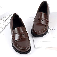 Load image into Gallery viewer, ACE SHOCK Women&#39;s Loafers Chunky Heel Mary Janes Slip on Uniform Dress Shoes JK Lolita Shoes