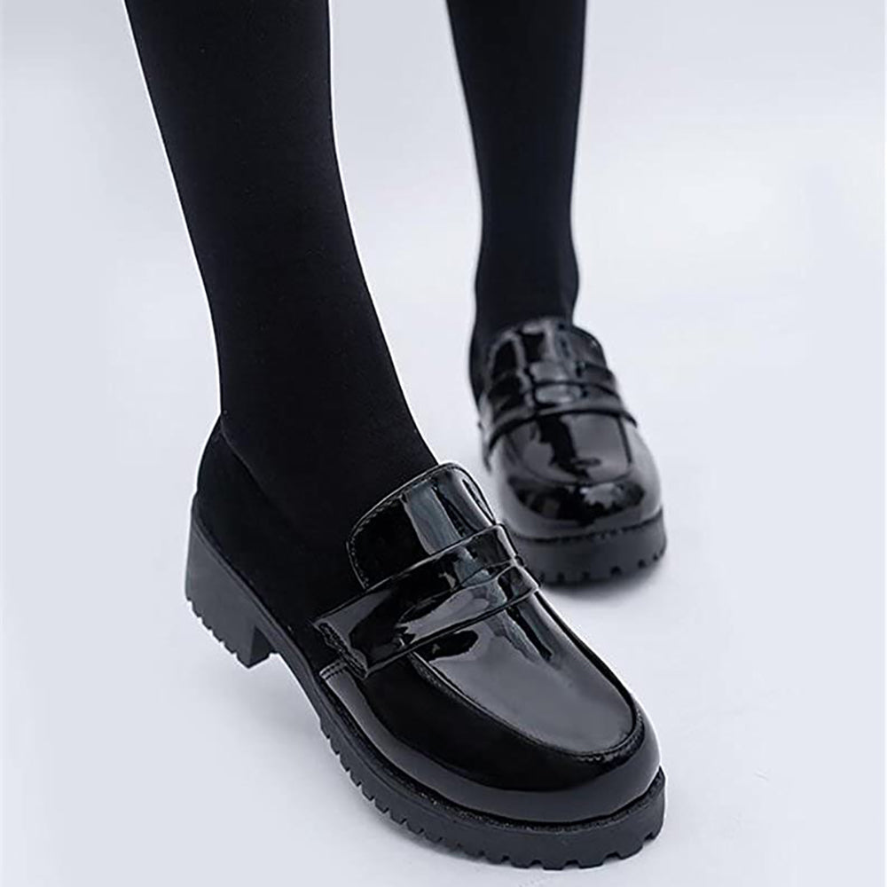 ACE SHOCK Women's Loafers Chunky Heel Platform Mary Janes Slip on Uniform Dress Shoes Lolita Cosplay Use