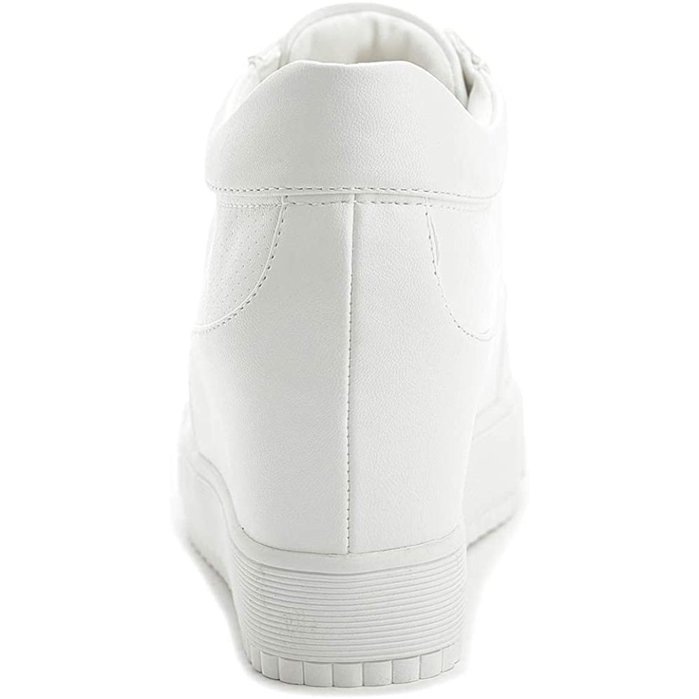ACE SHOCK Women's Platform Sneakers with Hidden Heel Fashion Lace-up Wedge Bride Wedding Shoes