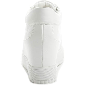 ACE SHOCK Women's Platform Sneakers with Hidden Heel Fashion Lace-up Wedge Bride Wedding Shoes