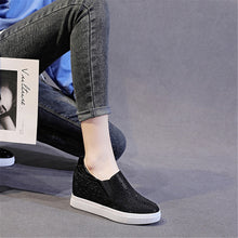 Load image into Gallery viewer, ACE SHOCK Women&#39;s Wedge Loafers with Hidden Heel Leather Rhinestone Fashion Sneakers