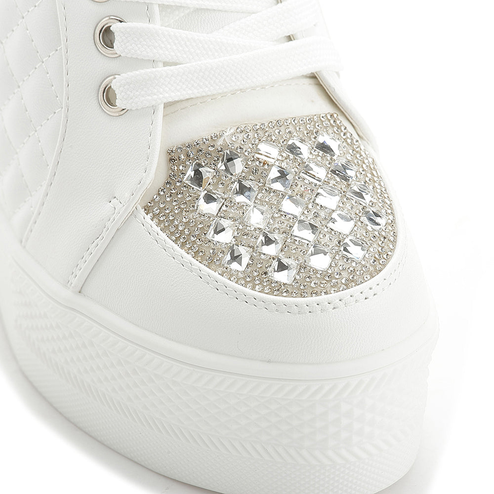 ACE SHOCK Women's Platform Sneakers with Hidden Heel Fashion Wedge Bride Wedding Shoes