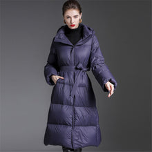 Load image into Gallery viewer, Women&#39;s Oversized 95% White Duck Down Long Puffer Coat with Hood