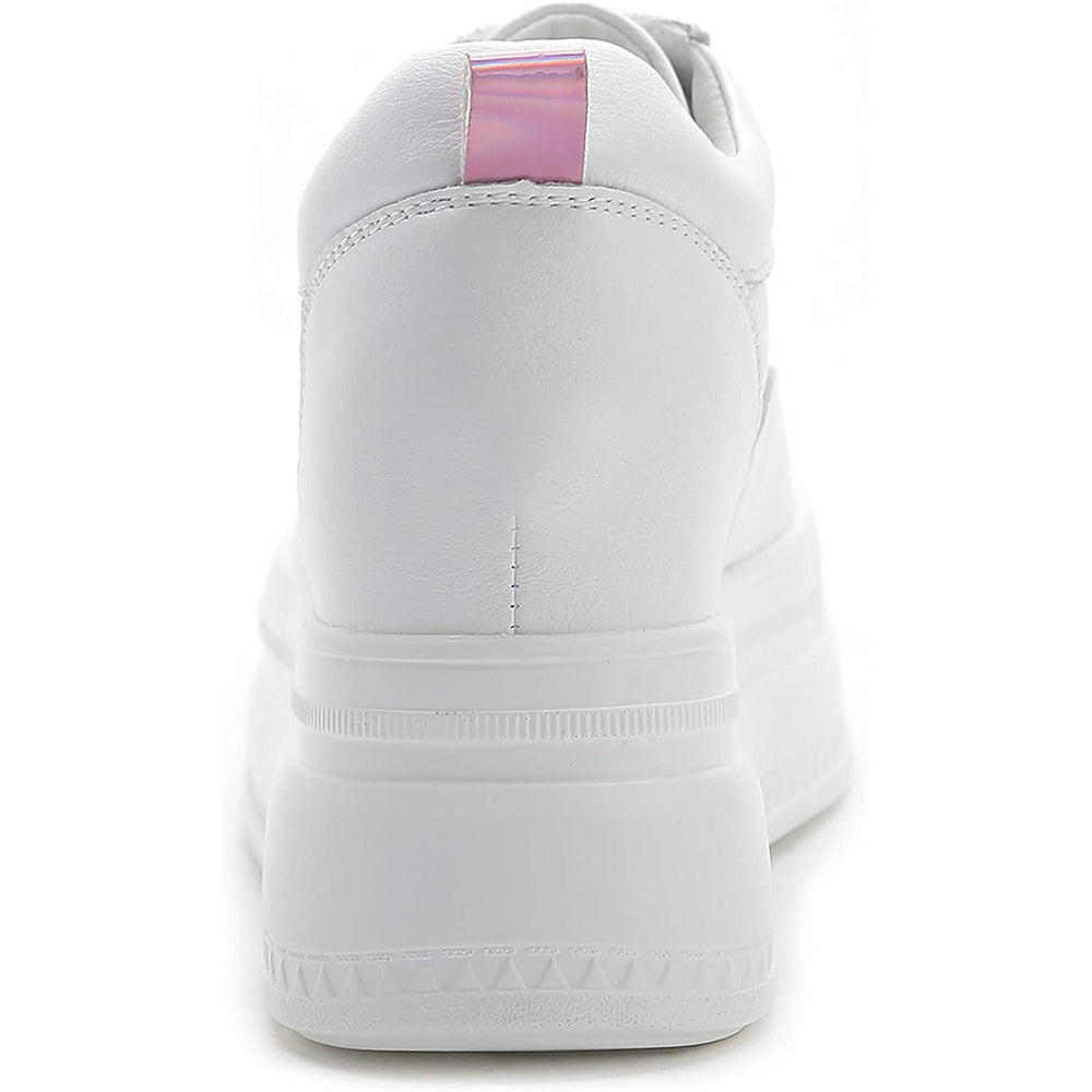 ACE SHOCK Women's Platform Sneakers with Hidden Heel Fashion Leather Wedge Bride Wedding Shoes