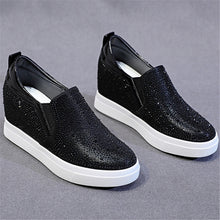 Load image into Gallery viewer, ACE SHOCK Women&#39;s Wedge Loafers with Hidden Heel Leather Rhinestone Fashion Sneakers