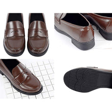 Load image into Gallery viewer, ACE SHOCK Women&#39;s Loafers Chunky Heel Mary Janes Slip on Uniform Dress Shoes JK Lolita Shoes