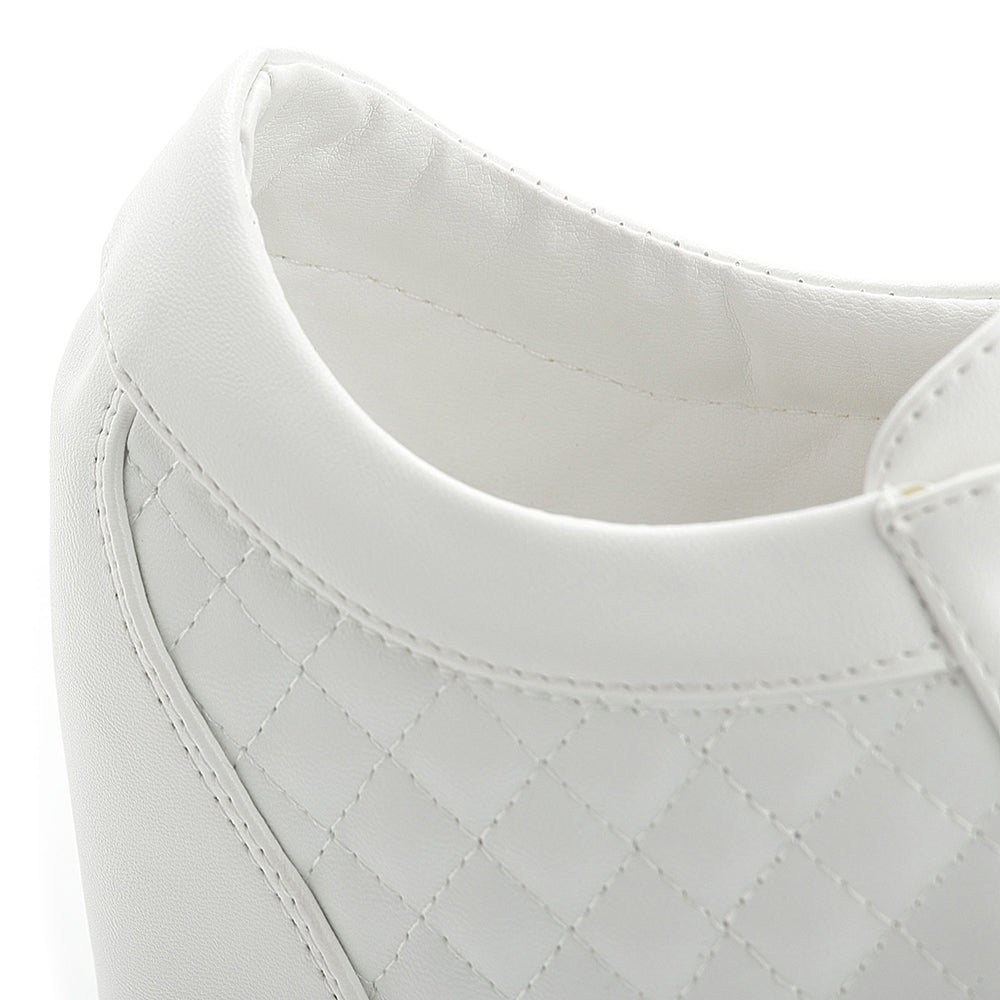 ACE SHOCK Women's Platform Sneakers with Hidden Heel Fashion Rhinestone Wedge Bride Wedding Shoes