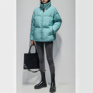 Women's Relaxed Puffer Jacket 90% White Goose Down Coat
