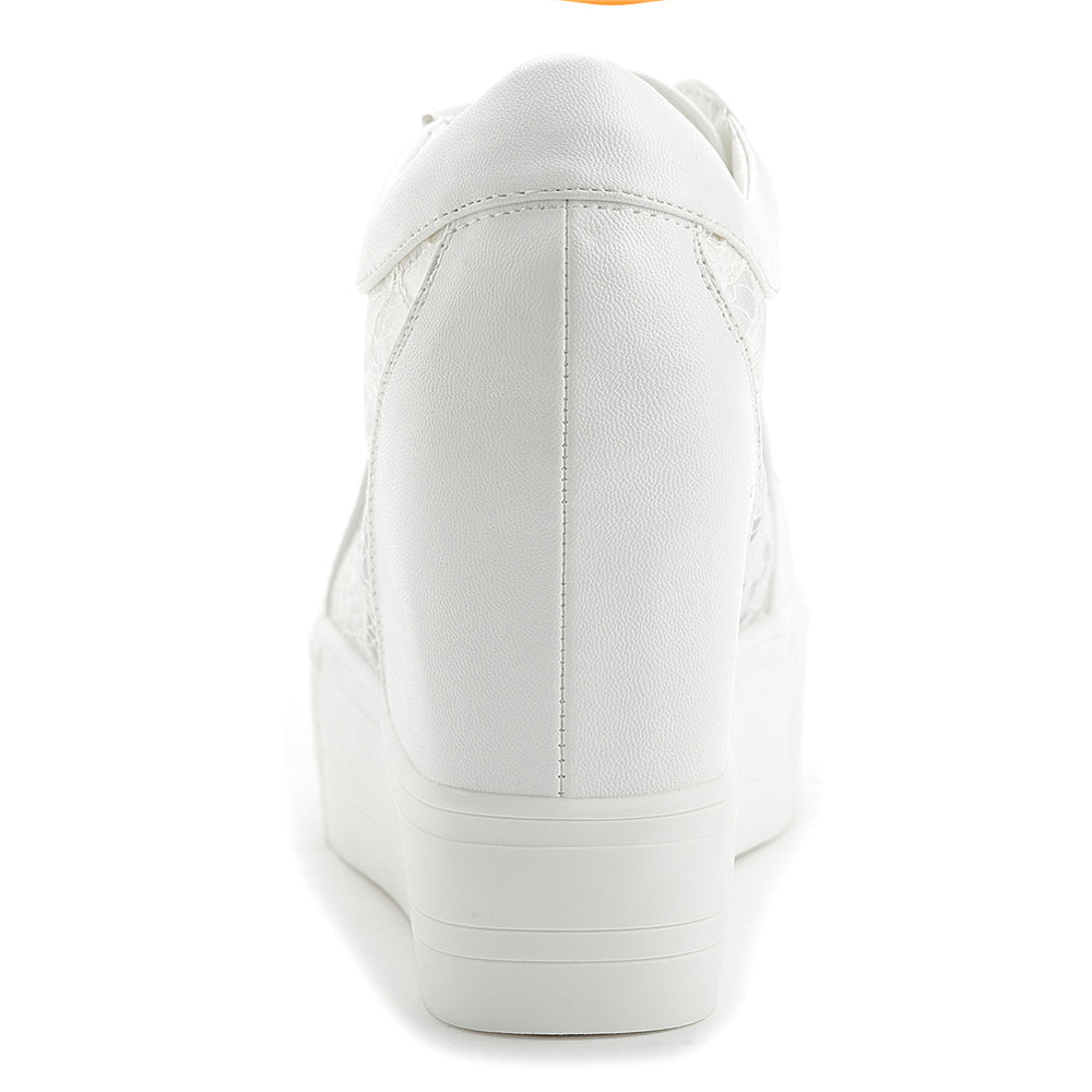 ACE SHOCK Women's Platform Sneakers with Hidden Heel Fashion Rhinestone Wedge Bride Wedding Shoes