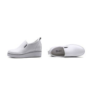 ACE SHOCK Hidden Wedge Sneakers for Women Slip on, Fashion High Heel Leather Shoes Casual Platform Loafers