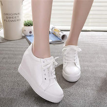 Load image into Gallery viewer, ACE SHOCK Women&#39;s Platform Sneakers with Hidden Heel Fashion Lace-up Wedge Bride Wedding Shoes