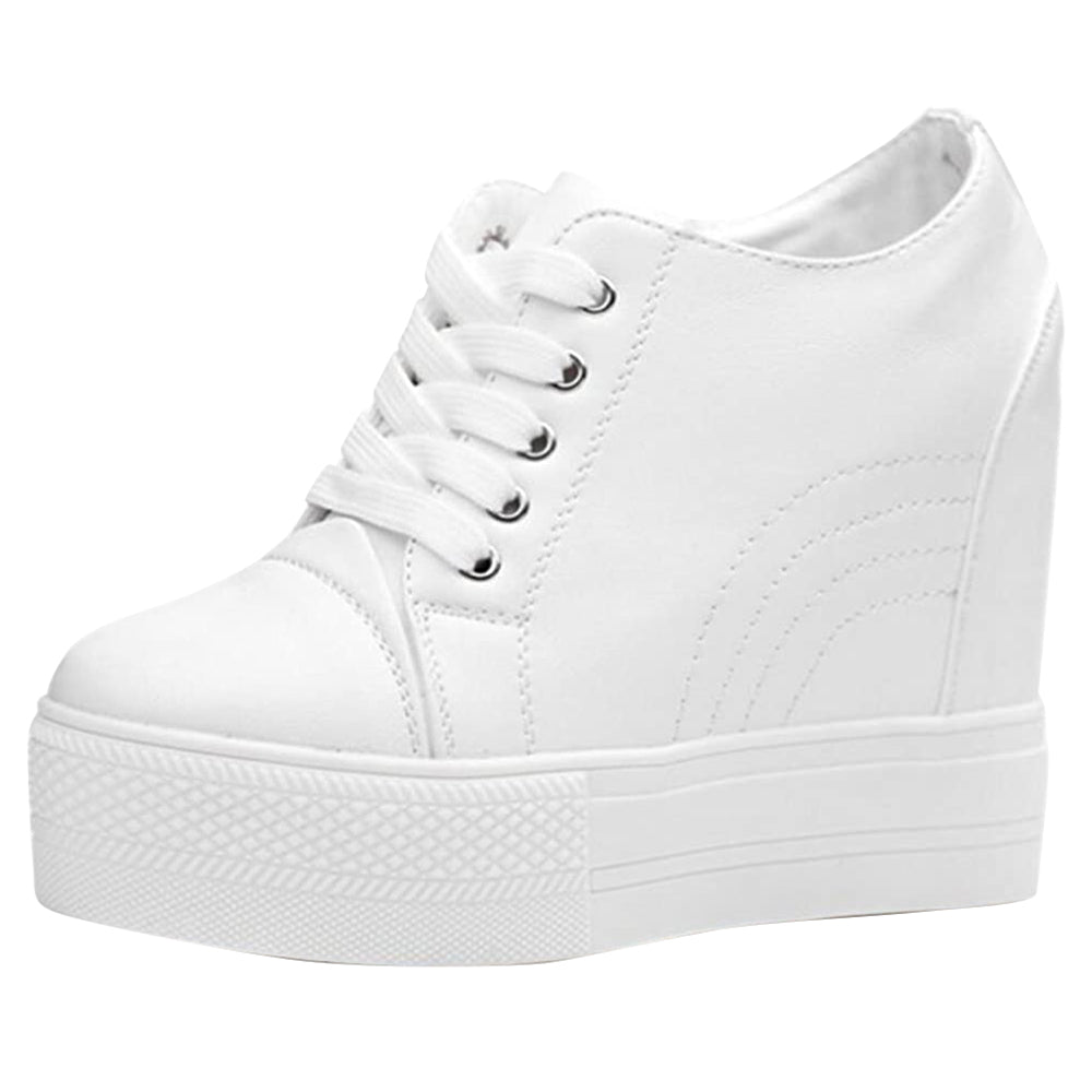 ACE SHOCK Women's Platform Sneakers with Hidden Heel Fashion Wedge Bride Wedding Shoes