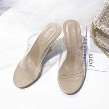 Load image into Gallery viewer, Wedge Slide Sandals for Women 2021 Fashion Transparent Slip on High Heeled Slippers Shoes