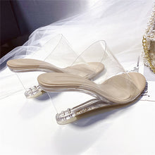 Load image into Gallery viewer, Wedge Slide Sandals for Women 2021 Fashion Transparent Slip on High Heeled Slippers Shoes