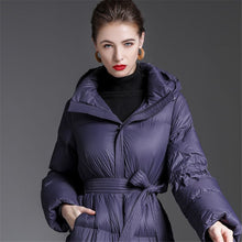 Load image into Gallery viewer, Women&#39;s Oversized 95% White Duck Down Long Puffer Coat with Hood