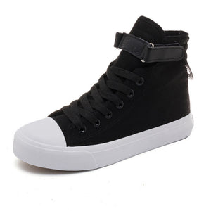 ACE SHOCK Women's Hidden Heeled Canvas Shoes High Top Fashion Wedge Sneakers