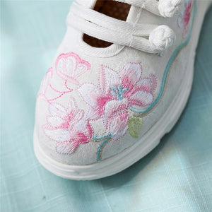 ACE SHOCK Women's Fashion Sneakers Embroidered Slip on Old Beijing Style Shoes