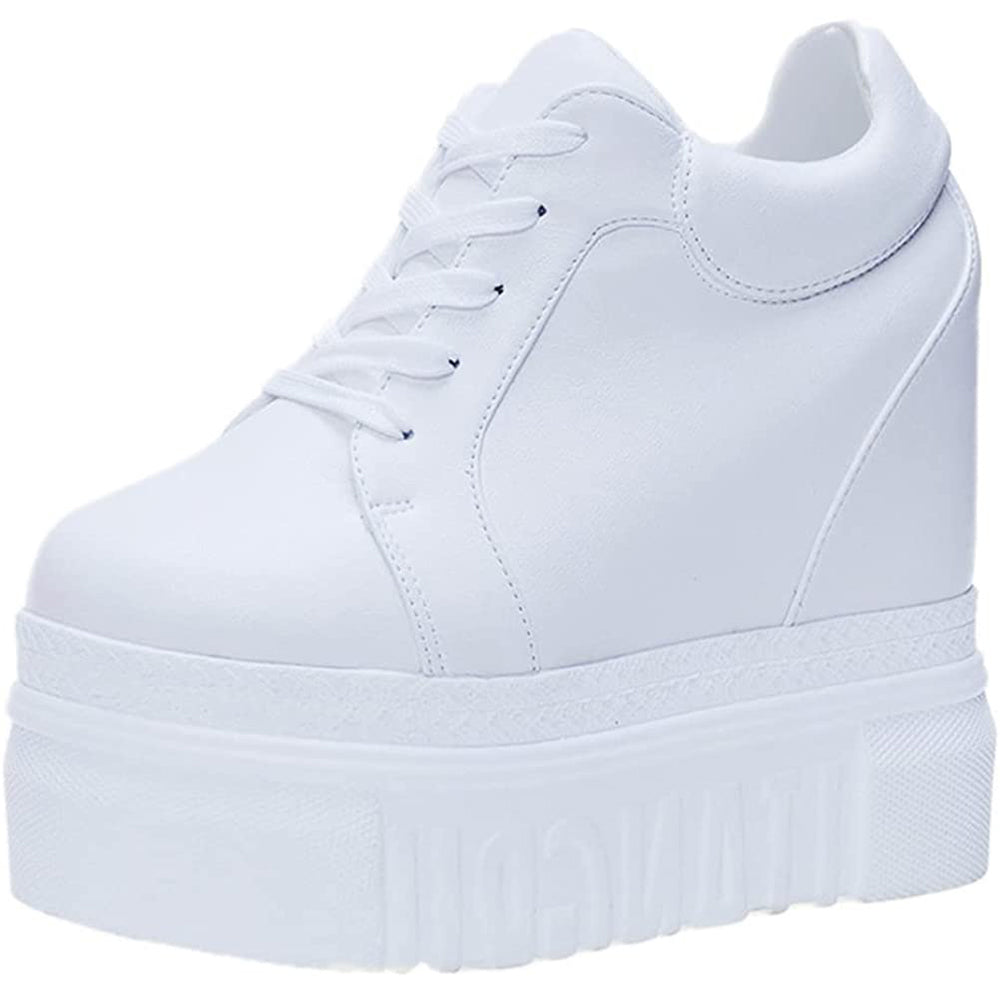 ACE SHOCK Women's Fashion Platform Sneakers High Hidden Heel Wedge Walking Shoes Bride Wedding Shoes Flower