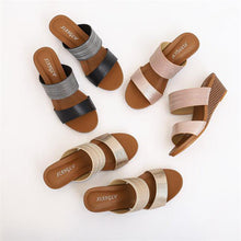 Load image into Gallery viewer, Wedge Slide Sandals for Women 2021 Fashion Outdoor Platform Gladiator Dressy Shoes with Medium Heel