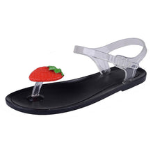 Load image into Gallery viewer, Flat Jelly Sandals for Women Casual Cute Summer Toe-strap Beach Shoes Strawberry Design