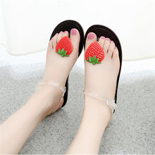 Load image into Gallery viewer, Flat Jelly Sandals for Women Casual Cute Summer Toe-strap Beach Shoes Strawberry Design