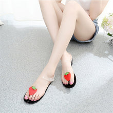 Load image into Gallery viewer, Flat Jelly Sandals for Women Casual Cute Summer Toe-strap Beach Shoes Strawberry Design
