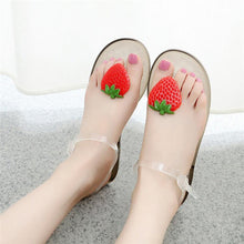 Load image into Gallery viewer, Flat Jelly Sandals for Women Casual Cute Summer Toe-strap Beach Shoes Strawberry Design