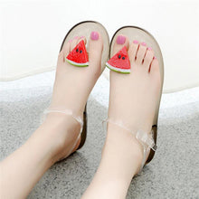 Load image into Gallery viewer, Flat Jelly Sandals for Women Casual Cute Summer Toe-strap Beach Shoes Watermelon Design