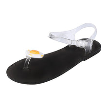 Load image into Gallery viewer, Flat Jelly Sandals for Women Casual Cute Summer Toe-strap Beach Shoes Fried Egg Design