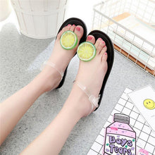 Load image into Gallery viewer, Flat Jelly Sandals for Women Casual Cute Summer Toe-strap Beach Shoes Lemon Design
