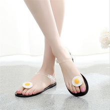Load image into Gallery viewer, Flat Jelly Sandals for Women Casual Cute Summer Toe-strap Beach Shoes Fried Egg Design