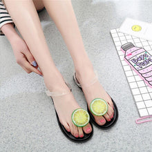 Load image into Gallery viewer, Flat Jelly Sandals for Women Casual Cute Summer Toe-strap Beach Shoes Lemon Design