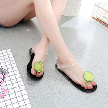 Load image into Gallery viewer, Flat Jelly Sandals for Women Casual Cute Summer Toe-strap Beach Shoes Lemon Design