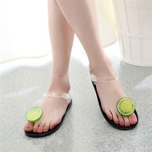 Load image into Gallery viewer, Flat Jelly Sandals for Women Casual Cute Summer Toe-strap Beach Shoes Lemon Design