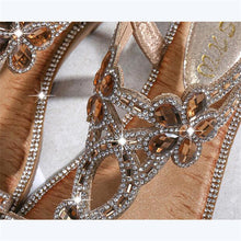 Load image into Gallery viewer, Women Flat Rhinestone Sandals Open Toe Ankle Strap Fashion Flower Summer Beach Shoes