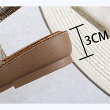 Load image into Gallery viewer, Women Flat Rhinestone Sandals Open Toe Ankle Strap Fashion Flower Summer Beach Shoes