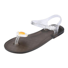 Load image into Gallery viewer, Flat Jelly Sandals for Women Casual Cute Summer Toe-strap Beach Shoes Fried Egg Design