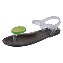 Load image into Gallery viewer, Flat Jelly Sandals for Women Casual Cute Summer Toe-strap Beach Shoes Lemon Design