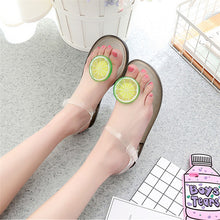 Load image into Gallery viewer, Flat Jelly Sandals for Women Casual Cute Summer Toe-strap Beach Shoes Lemon Design